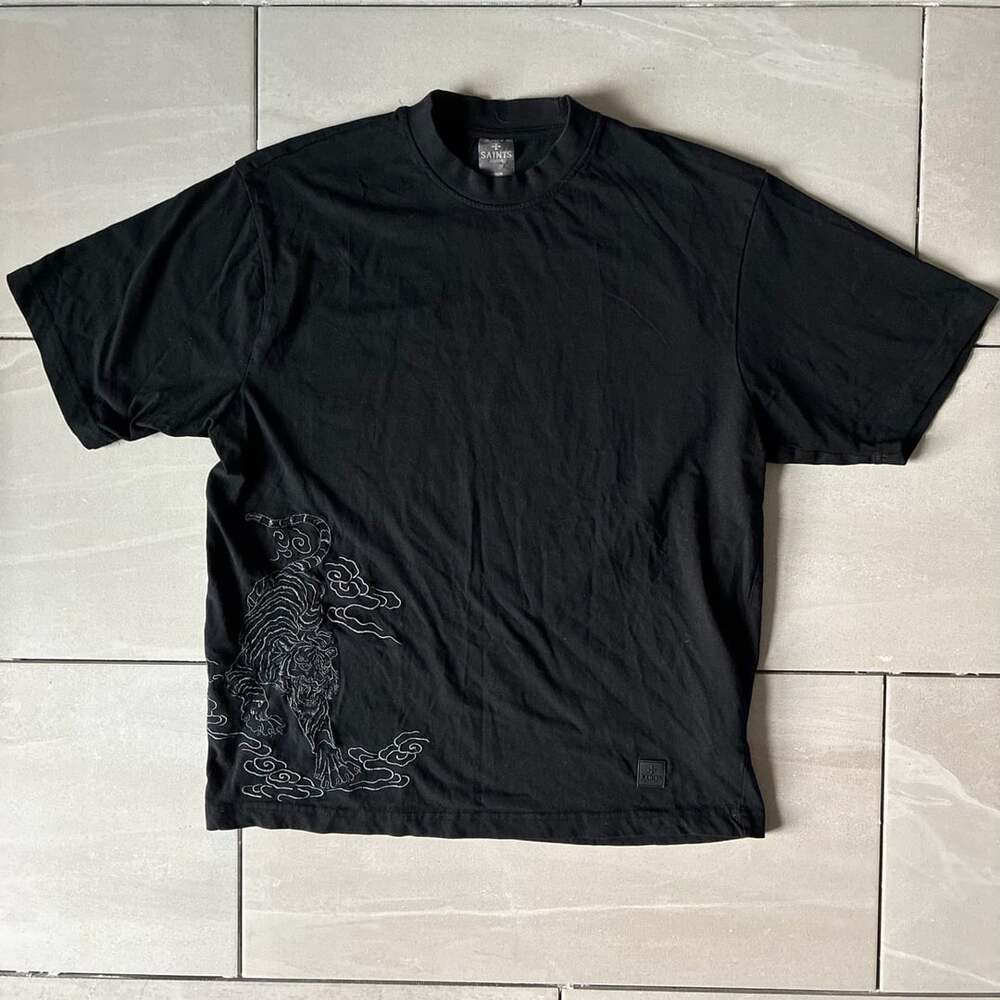 Saints Studio T-Shirt Size S/M Black Tiger Graphic